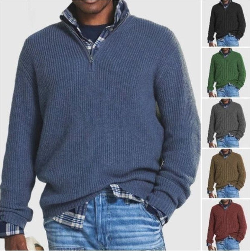 Men's Business Casual Zipper Sweater