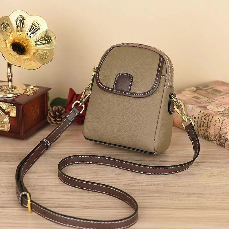 Women's Classic PU Crossbody Bag with Double-Layer Zipper Closure