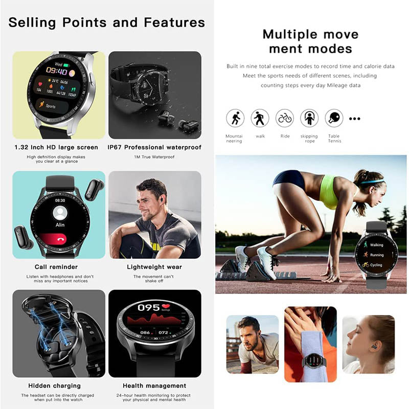 ⌚2 IN 1 SMARTWATCH WITH EARPHONES