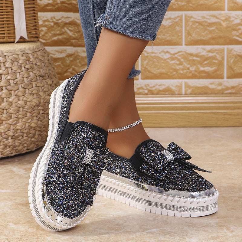 🎁Women's Rhinestones Slip-On Bow Sneakers