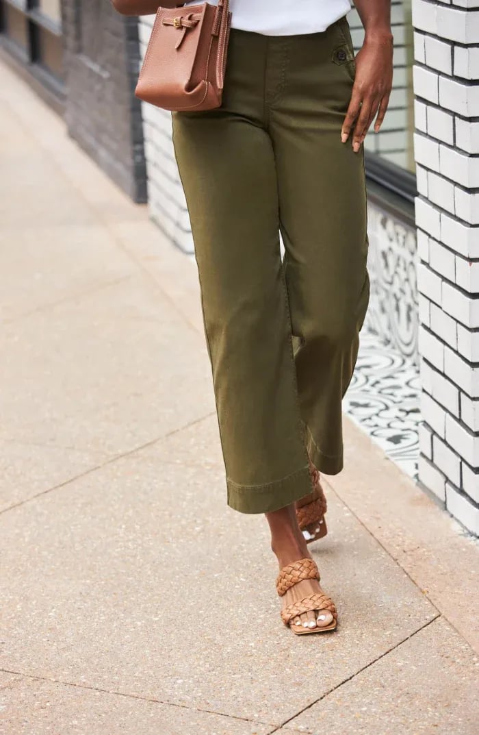 🔥2025 HOT SALE🔥Stretch Twill Cropped Wide Leg Pants