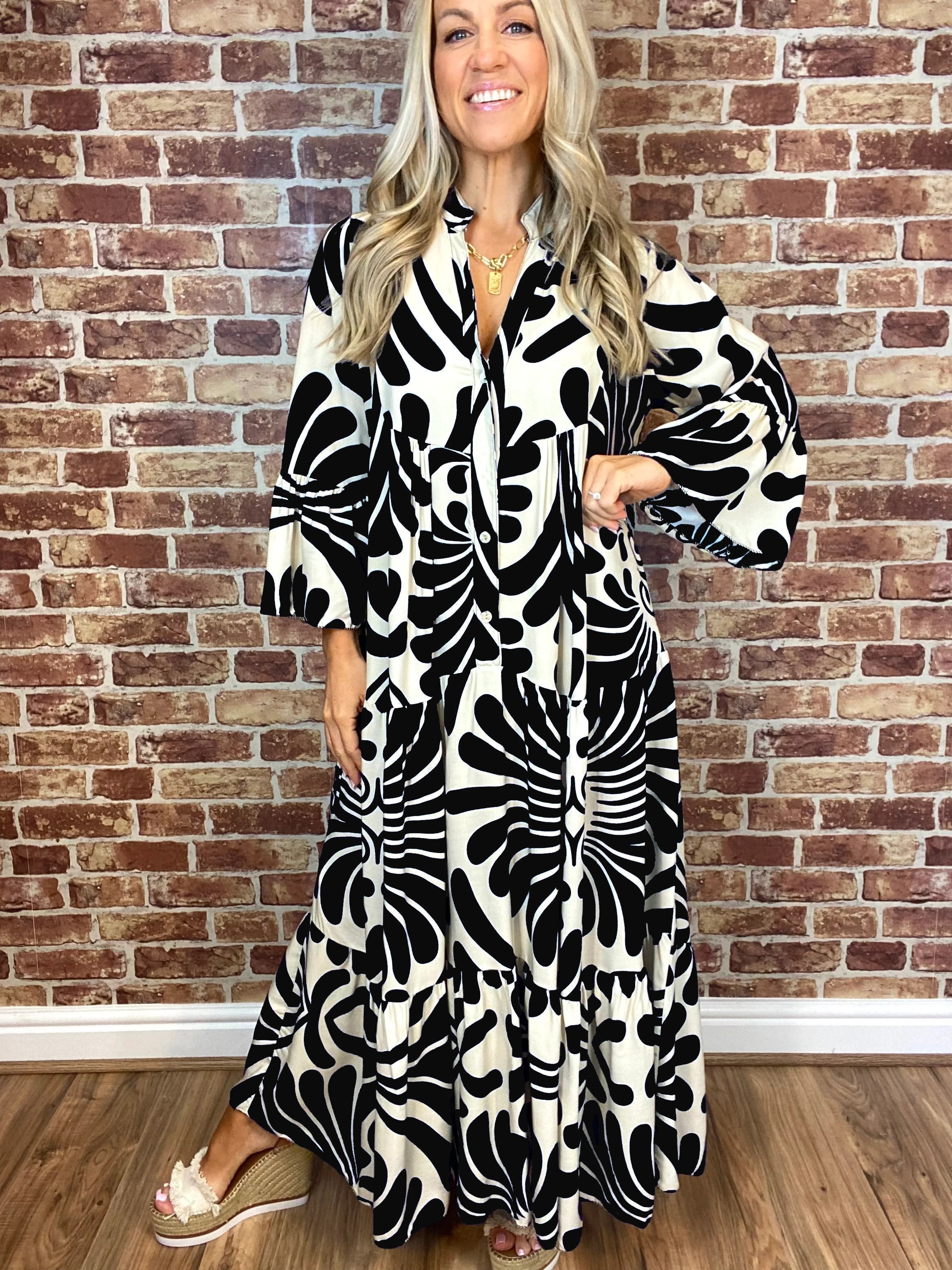 🍃Floral Print Bell Sleeve Soft and Breathable Maxi Dress🔥🔥