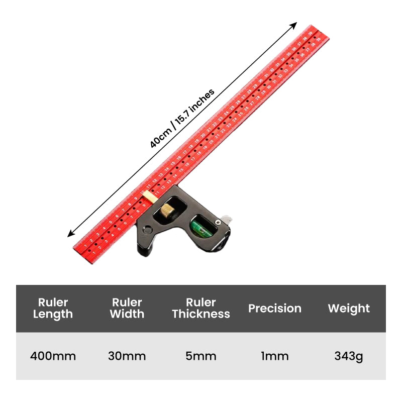 🔥Combination Square Ruler 45-90 degree Marking📏