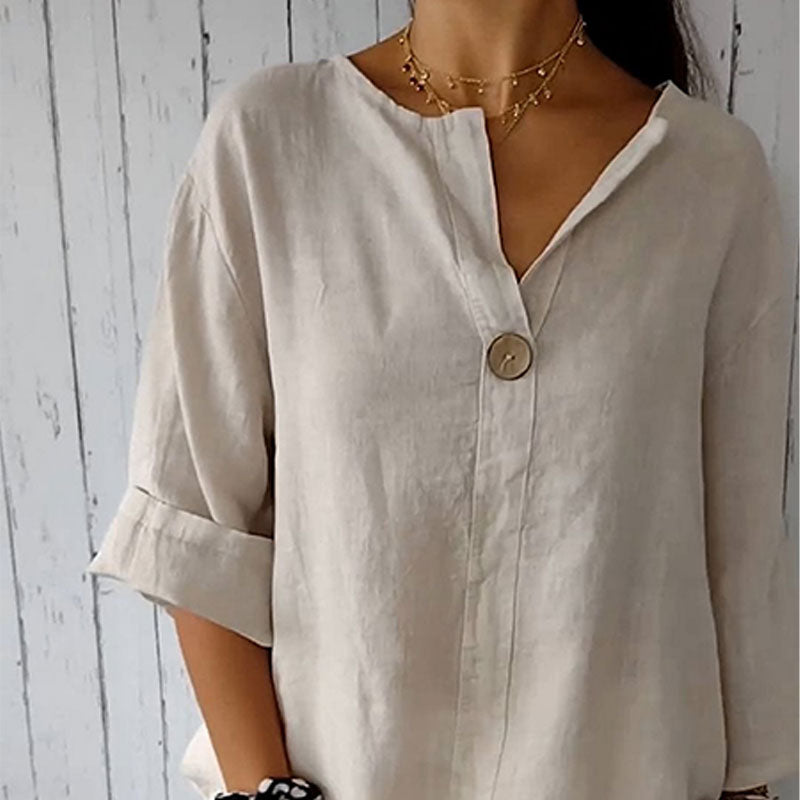 👚Women's Linen-Cotton V-Neck Comfortable Top