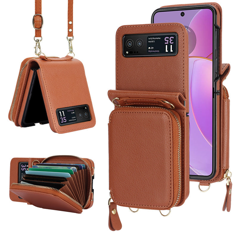 ✨Leather case with card holder and zip for Samsung Galaxy Z Flip3/4/5/6✨