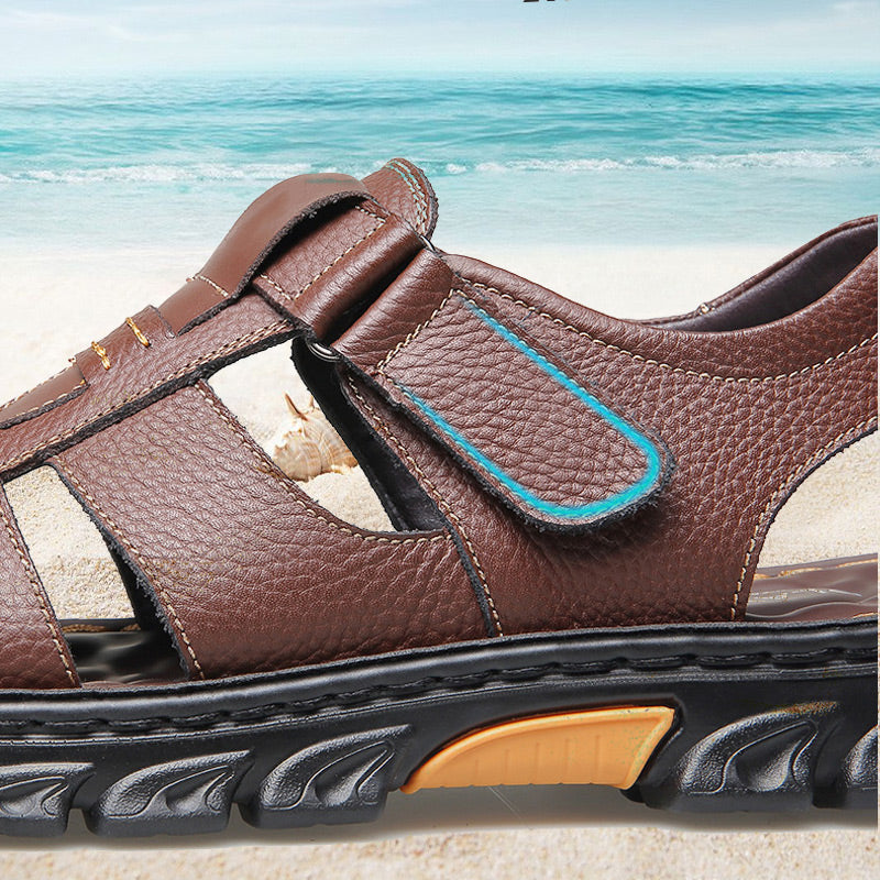 Breathable summer leather sandals for men