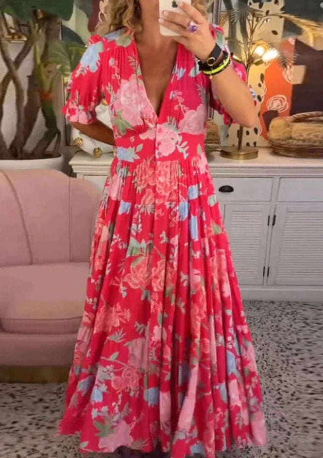 💖Limited Sale 50% OFF💖Comfortable V-neck Floral Loose Maxi dress with pockets