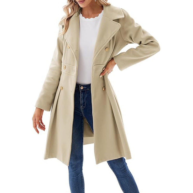 Women's A-line Slim Long Tweed Coat