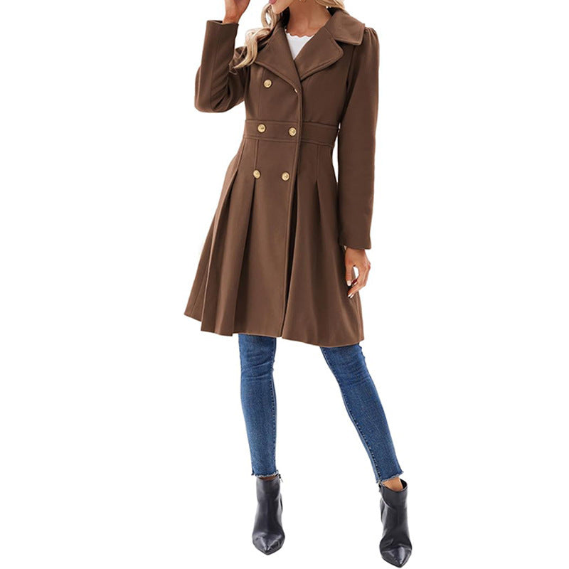 Women's A-line Slim Long Tweed Coat