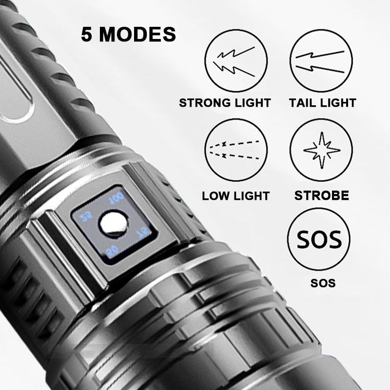 🎅Hot Winter Sale Limited Time Half Price-🔦 Multi-functional White Light Laser Telescopic Zoom Tactical Flashlight