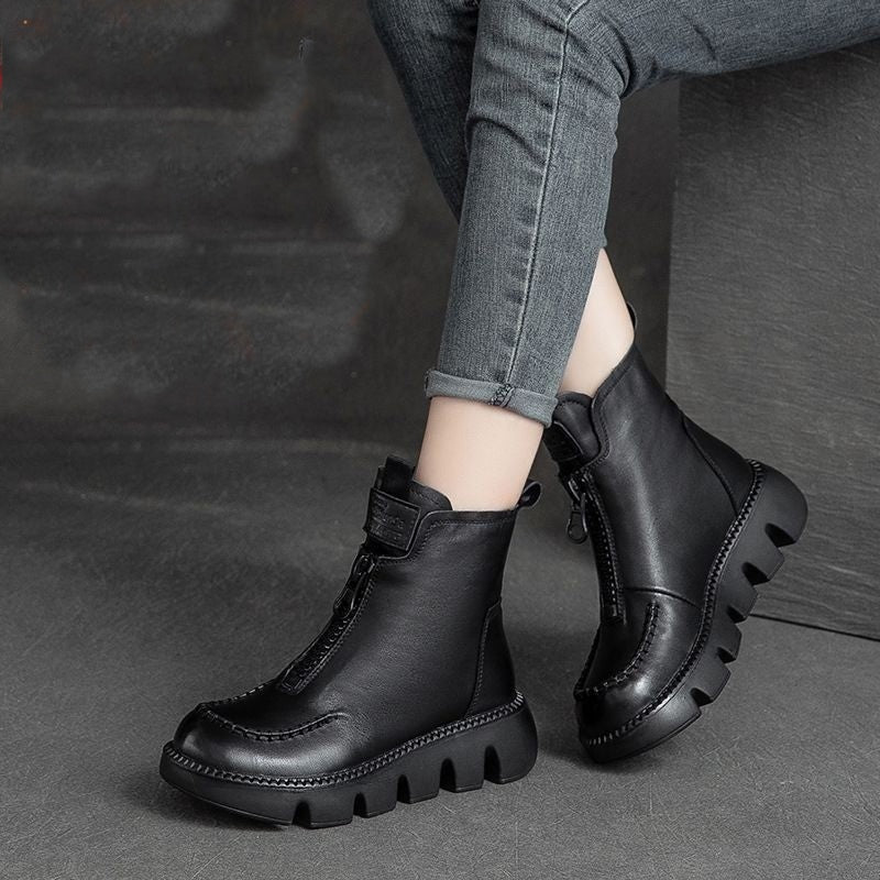 🔥50% OFF🔥Women's Retro PU Leather Warm Short Boots