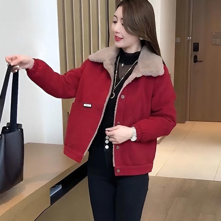 ✨Stylish Fleece-Lined Parka🥰Women's Short Winter Must-Have Loose Warm Jacket❄️