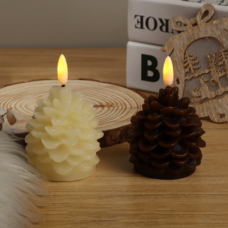 Flameless LED Pine Cone Candles for Holiday Decor