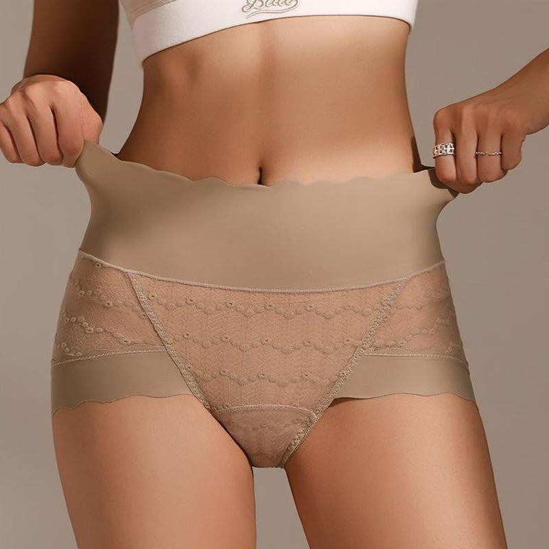 Breathable Seamless High-Waist Lace Panties