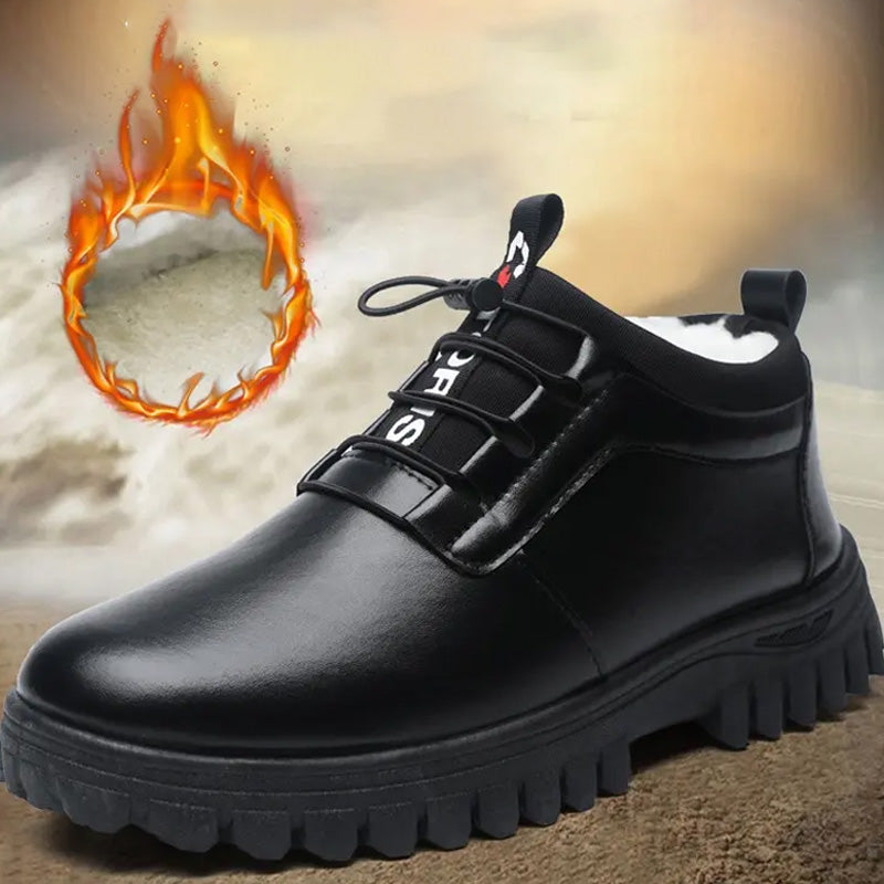 Men's Winter Insulated Leather-Style Shoes with Plush Lining