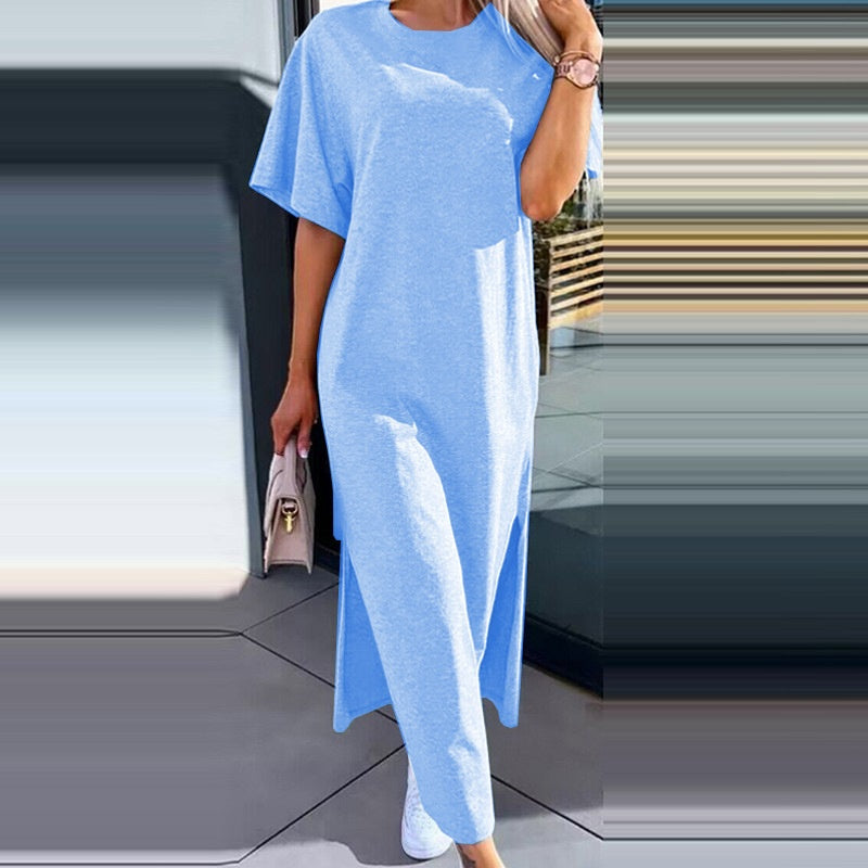 Women's Casual Split T-shirt Long Dress