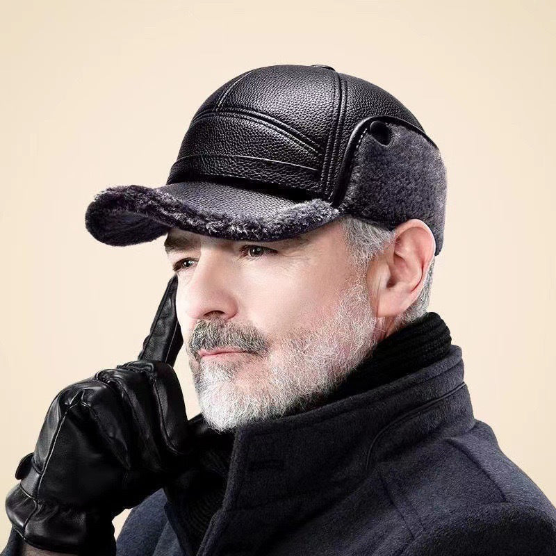 Men's Thick Ear Protection Faux Leather Hat