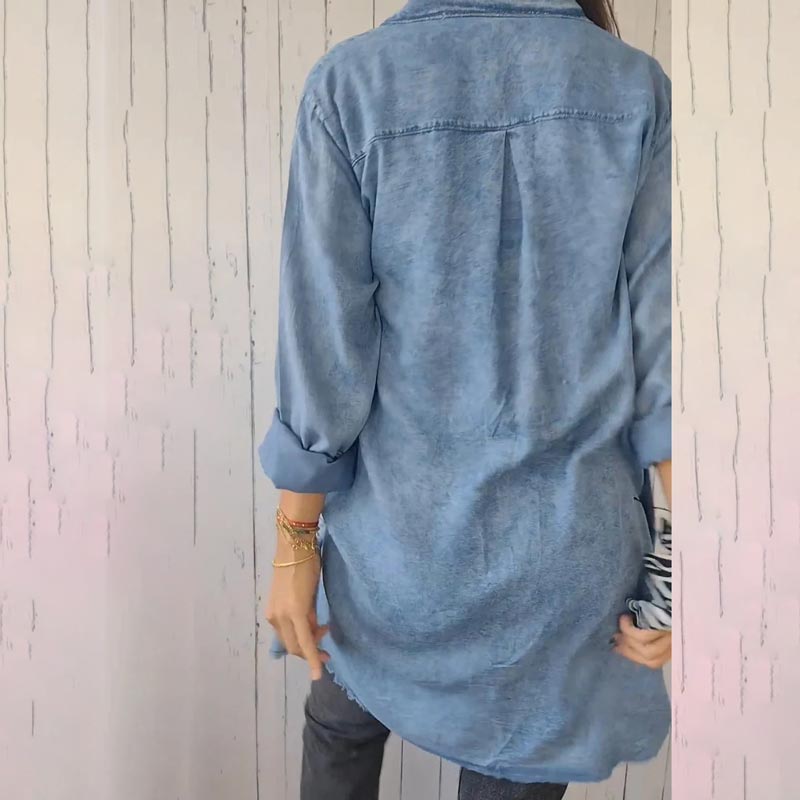 Women’s Faux Denim Comfortable Lapel Coat Shirt