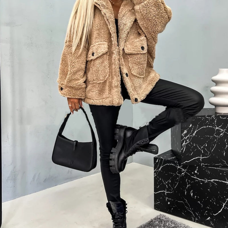 🔥🖤Black Friday Sale:50% OFF🔥Women's thick lapel double pocket jacket