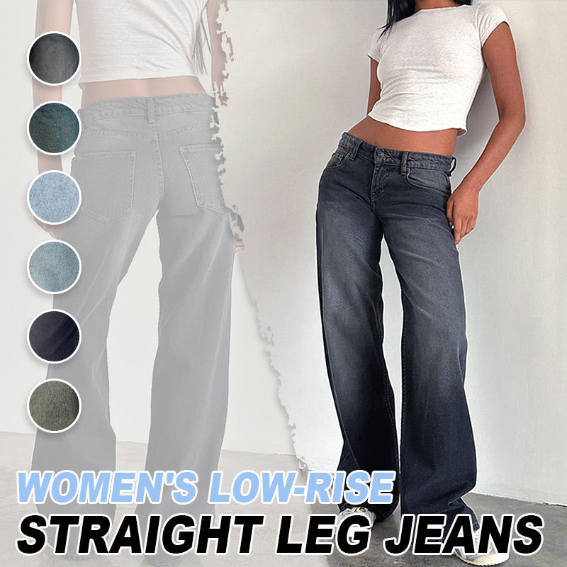 Women's Low-Rise Straight Leg Jeans with Pockets