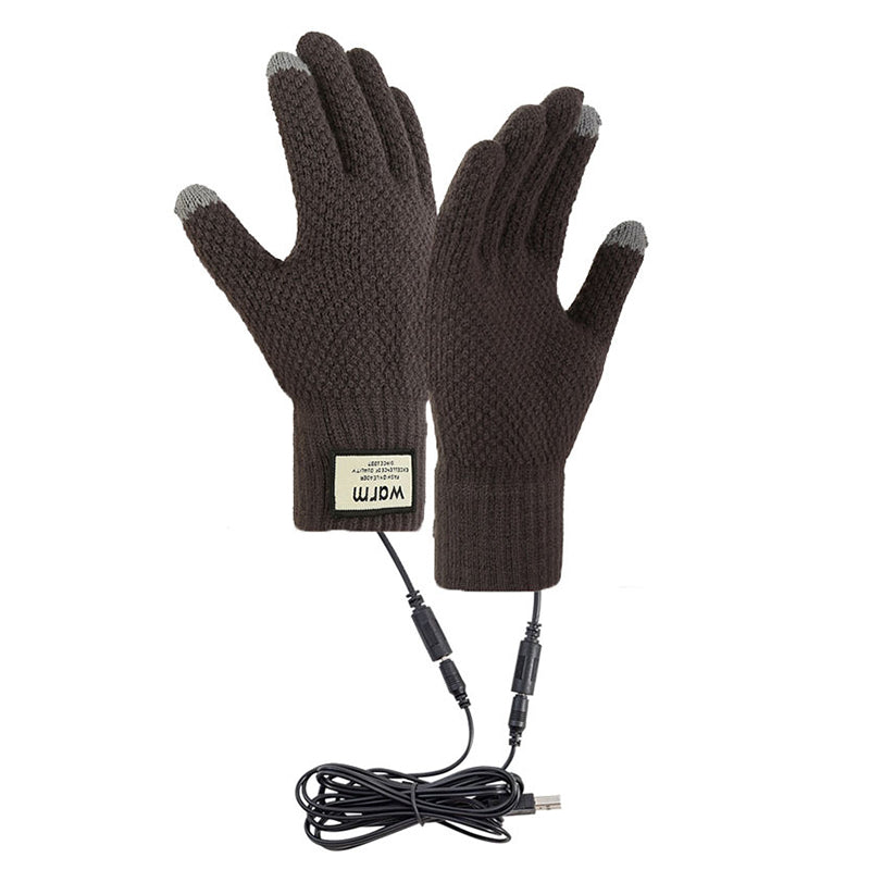 USB Rechargeable Electric Heated Knitted Gloves