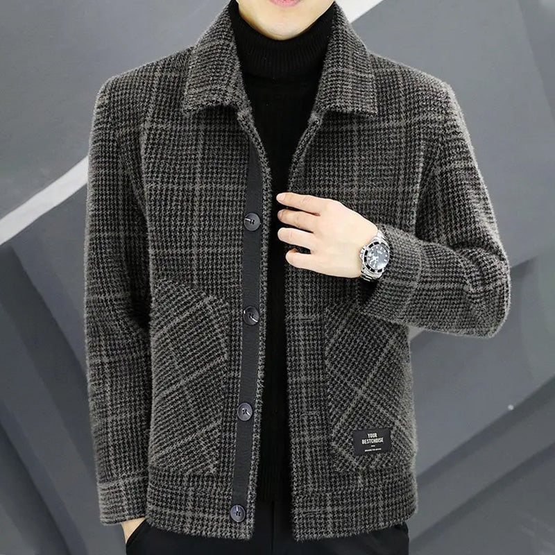 ✨New Arrival✨Men's Fashion Plaid Warm Lapel Jacket（50% OFF）