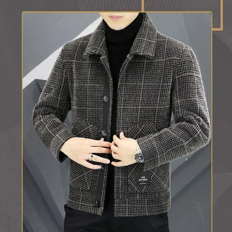 ✨New Arrival✨Men's Fashion Plaid Warm Lapel Jacket（50% OFF）