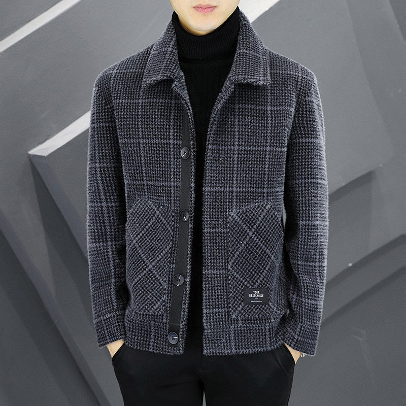 ✨New Arrival✨Men's Fashion Plaid Warm Lapel Jacket（50% OFF）