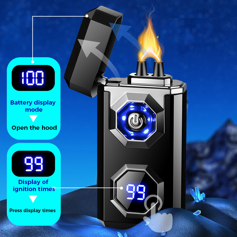 USB Charging Digital Windproof Lighters with LED Lighting Function