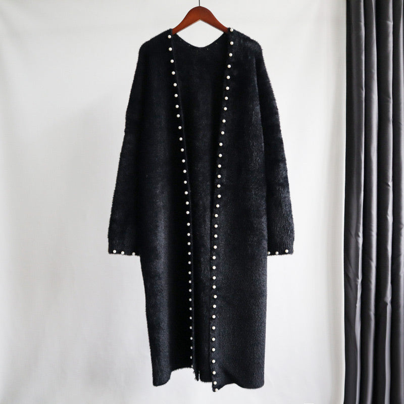 Women’s Luxury Pearl-Trimmed Fluffy Cardigan