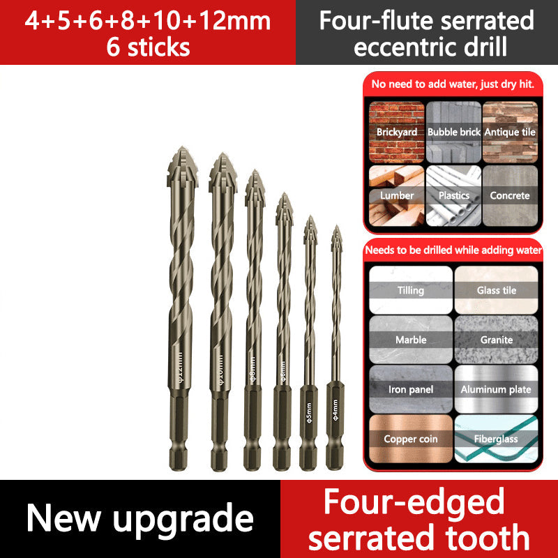 🔥Hot Sale 50% Off🔥Upgraded Eccentric Four-Flute Drill Bit for Ceramic, Glass, Marble, and Metal