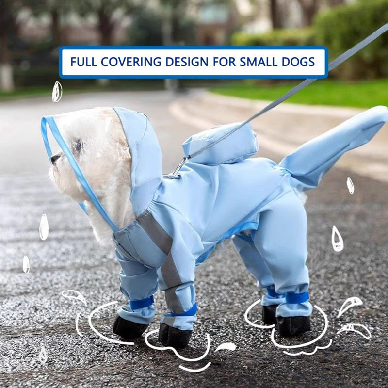 Cute Full Wrap Pet Rain Coat with Mask