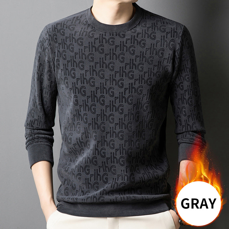 Men's Thickened Round Neck Fashion Jacquard Sweater