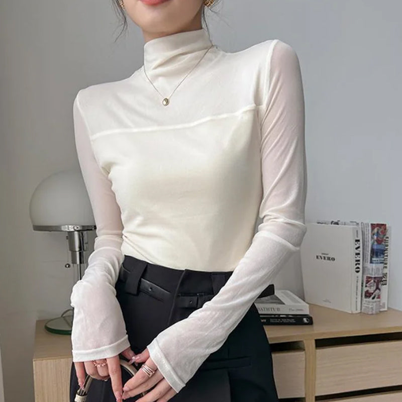 Women’s Mock-Neck Mesh Top