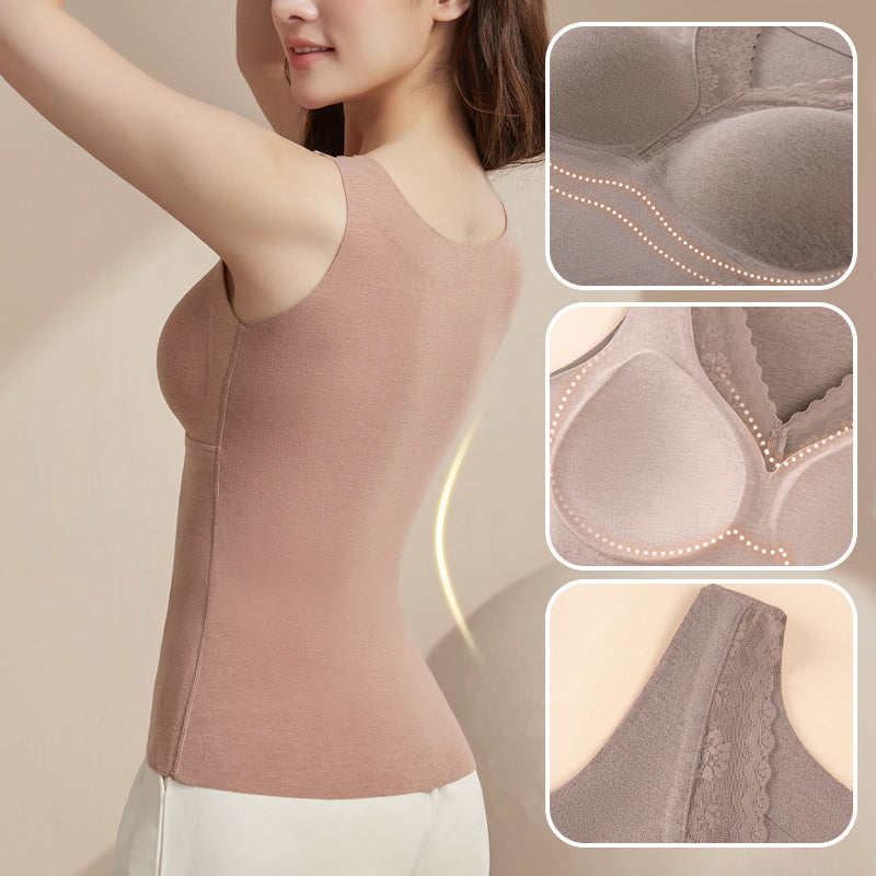 Women's Seamless Thermal Vest with Built-in Bra