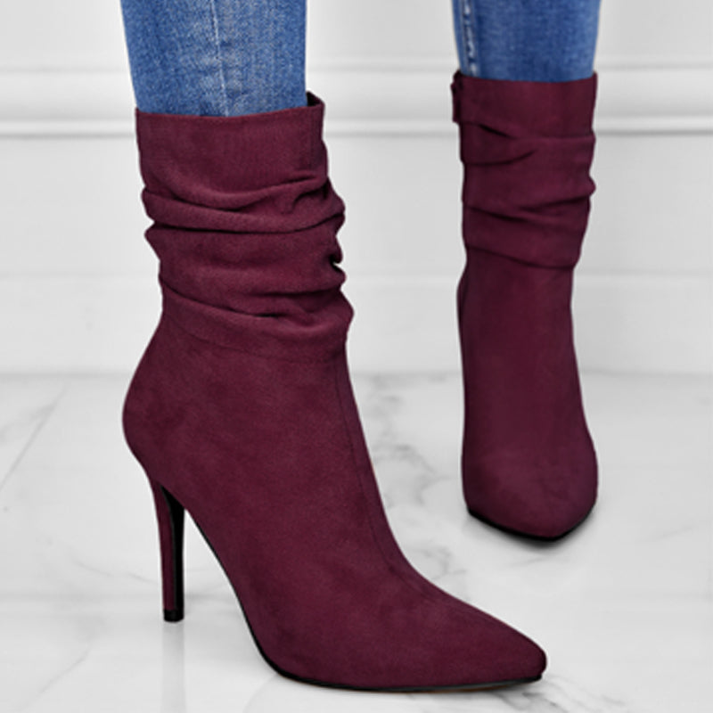 Women's Pointed Toe High Heel Short Boots