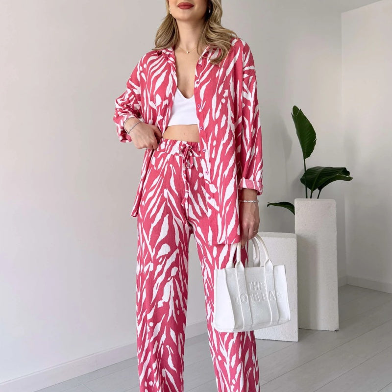 🌸Spring Specials🌸 Chic Women's Zebra Print Shirt & Pants Set