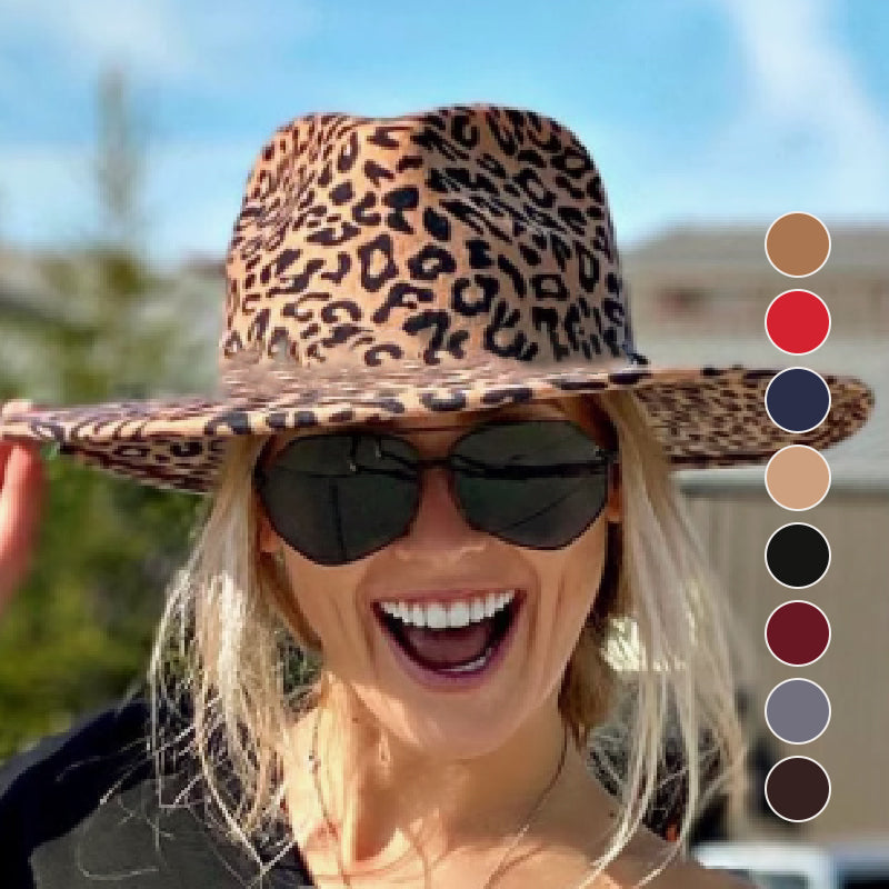 Women's Leopard Print Wide Brim Hats