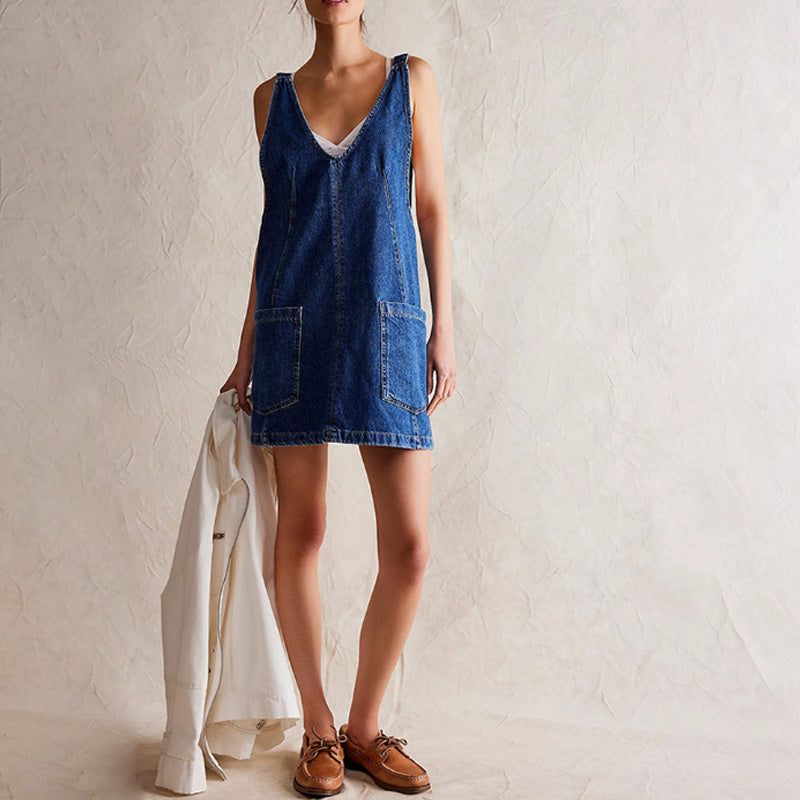 Women's Fashion Denim Backless Dress