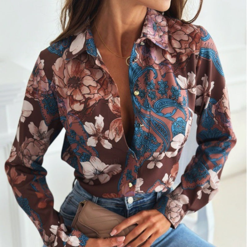 🌸Spring Specials🌸 Women's Fashion Multicolor Printed Lapel Shirt