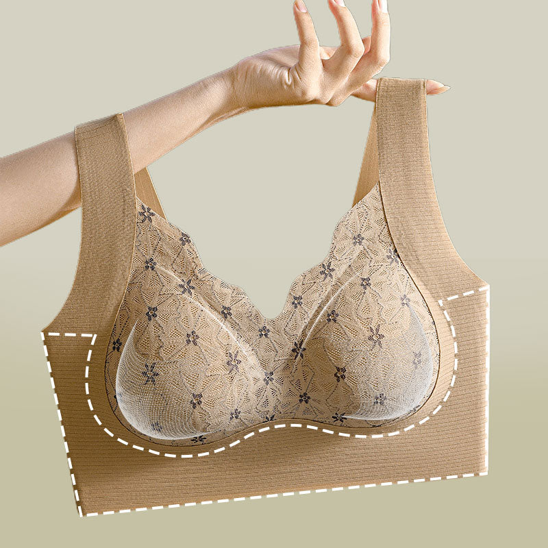 3D Lace Bra with Fixed Padding for Middle-Aged Women