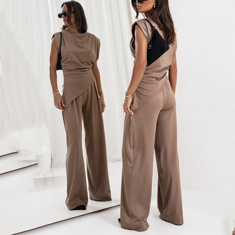 Women’s Elegant Solid Color Two-Piece Set