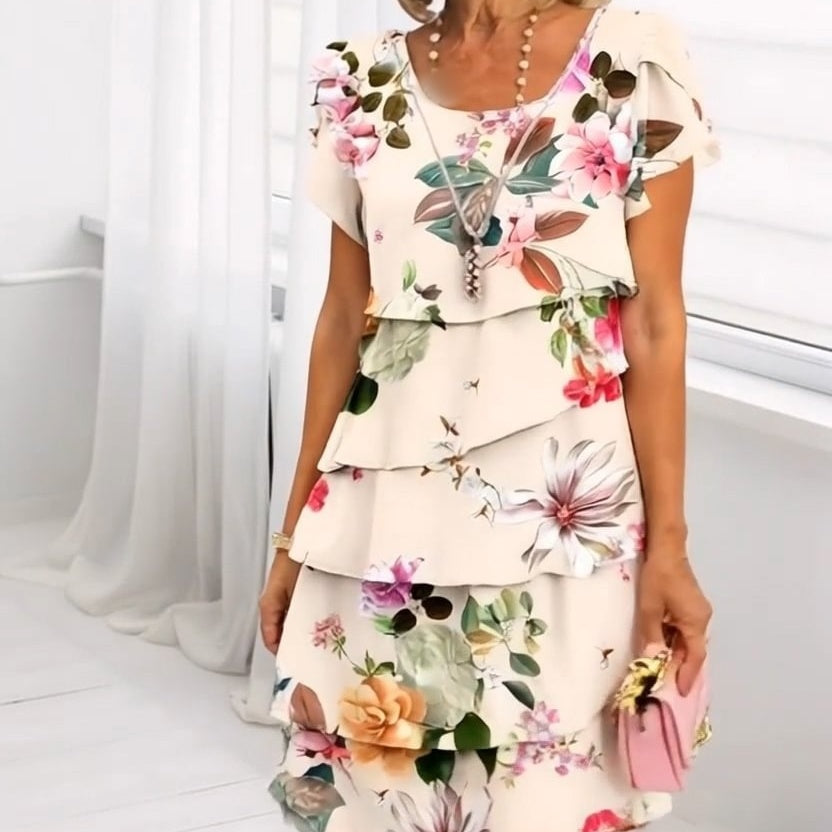 🔥HOT SALE 50% OFF🔥🌸Spring Specials🌸Multi-plant Floral Print Cascade Dress