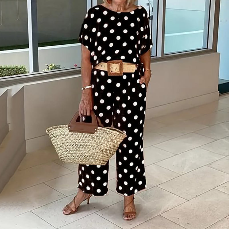 Women's Casual Polka Dot Two-Piece Set