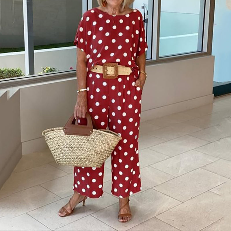 Women's Casual Polka Dot Two-Piece Set